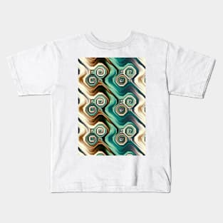 Turquoise and cream decorative design Kids T-Shirt